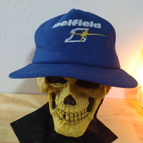 Vintage New Era Delfield 1 Snap Back Mesh Trucker Hat - Picture 1 of 9